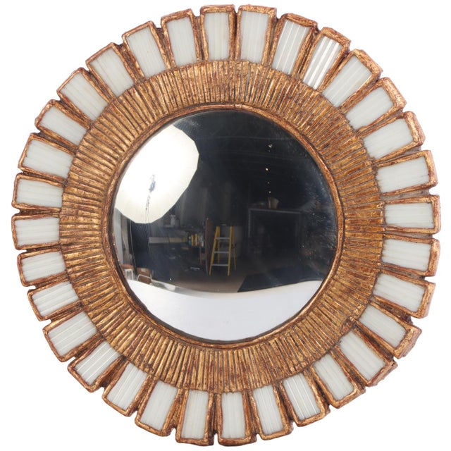 Mid-Century Modern A White Glass and Resin Mirror, in the Manner of Line Vautrin. Contemporary. For Sale - Image 3 of 7