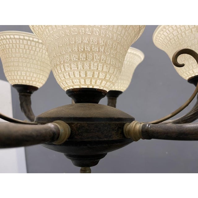 Brown Large Vintage Bronze Murano Glass Chandelier, 1960s For Sale - Image 8 of 13