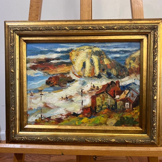 20th Century Italian school impressionist seascape view signed framed
