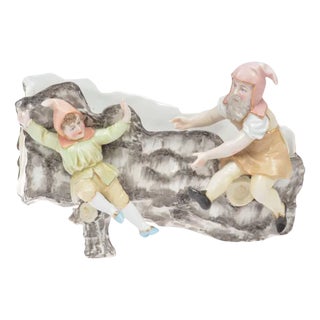 Porcelain Decorative Bowl Birch Log in the Form of Dwarves, 1890s For Sale