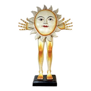 Sergio Bustamante Monumental Carved Sun Sculpture, Mexico, Circa 1980s For Sale