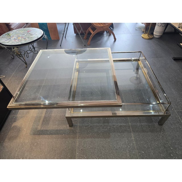 Coffee Table with Sliding Top in Chrome and Glass, 1970s For Sale - Image 3 of 18