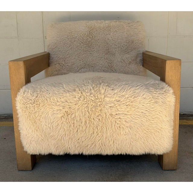 2020s Modern Cream Faux Sheepskin Occasional Chair For Sale - Image 5 of 7