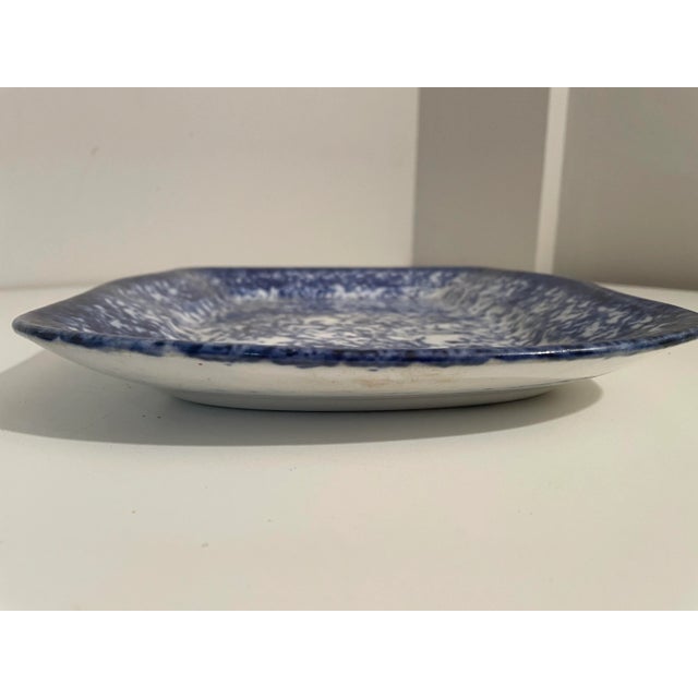 Antique Spongeware Serving Platter - Blue and White Primitive Pottery For Sale In Philadelphia - Image 6 of 8