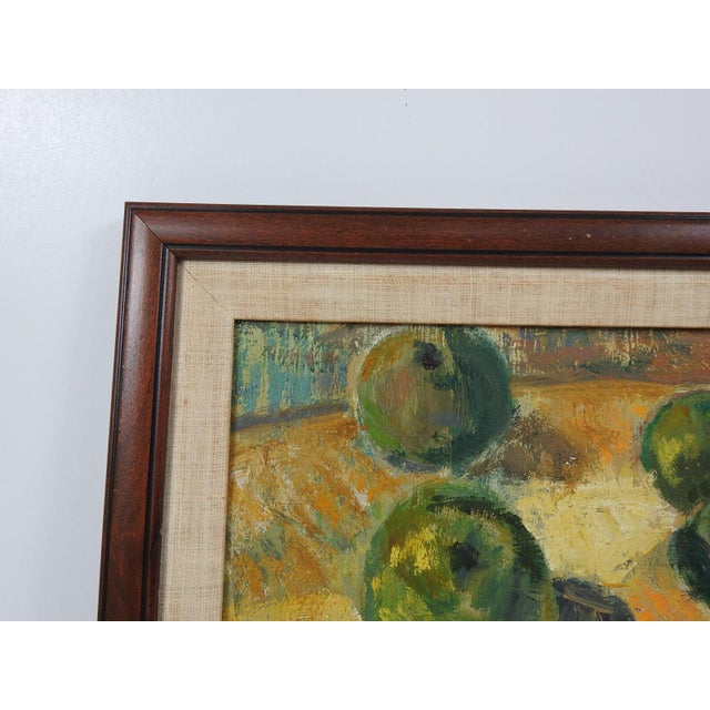 Early 20th Century Early 20th Century Impressionist Green Apple Still Life Painting For Sale - Image 5 of 8