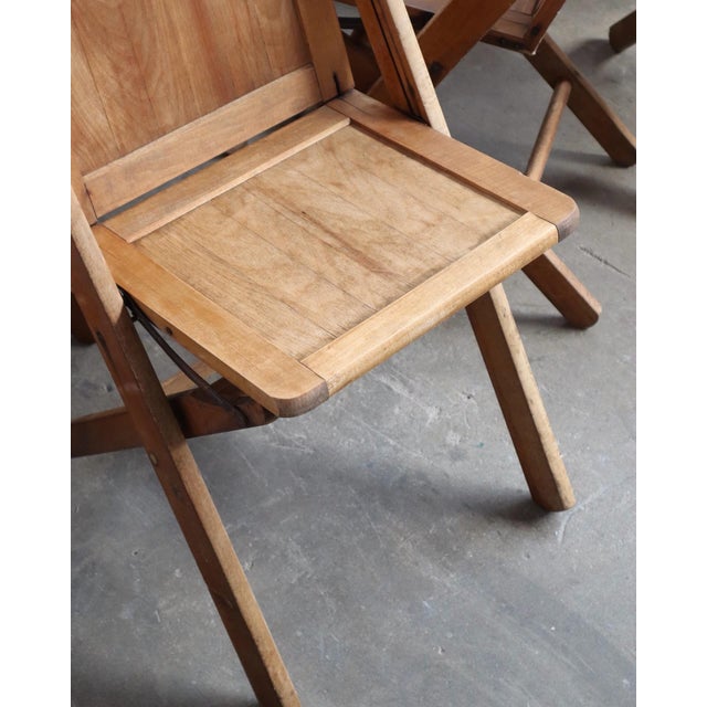 Wood 1920s Folding Auditorium Chairs, Pair of Two For Sale - Image 7 of 7