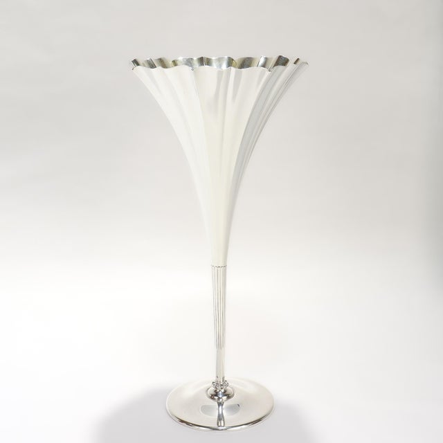 Early 20th Century Antique 11" Tiffany & Co. Gilt Sterling Silver Floriform Trumpet Flower Vase For Sale - Image 5 of 11