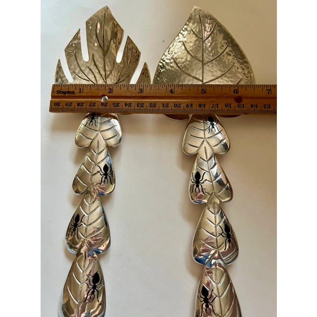 1980s Emilia Castillo Silver-Plated Serving Set With Leaf Motif and Ant Detail - Signed For Sale - Image 10 of 16