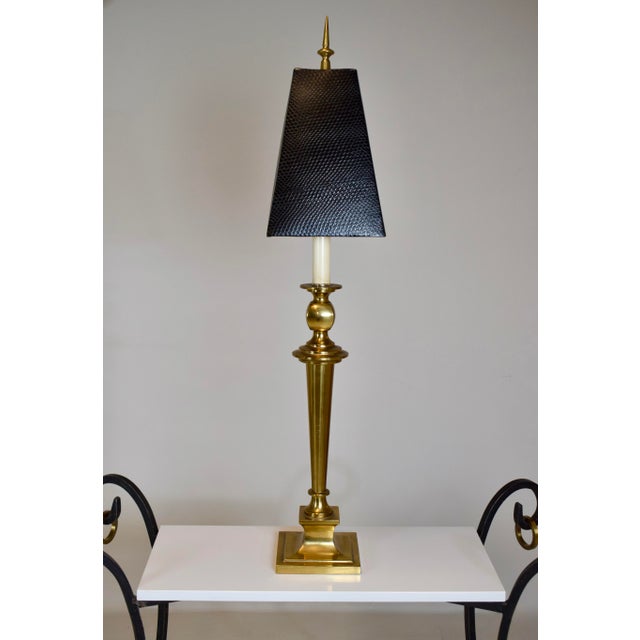 Metal Mutual Sunset Lamp Corporation Brass Hollywood Regency Lamps, Pair For Sale - Image 7 of 10