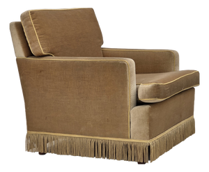Vintage Danish Lounge Chair in Honey Yellow Furniture Velour, 1970s