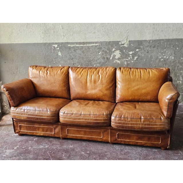 Brown Leather Sofa from Roche Bobois, 1980s For Sale - Image 4 of 11