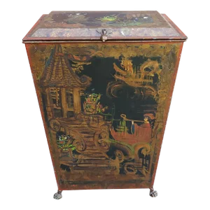 Victorian Black Japanned Tole Fuel Bucket, Late 19th Century