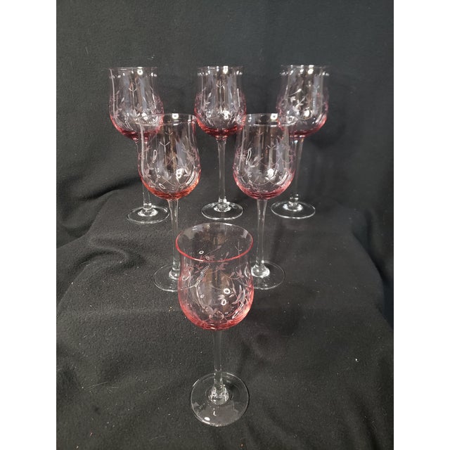 2000s Lenox Heather Pink Tulip Wine Glassware Set of 6 Chairish