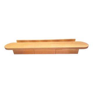 Wall-Mounted Console Shelf in National Walnut with Drawers Under the Top, 1980s For Sale