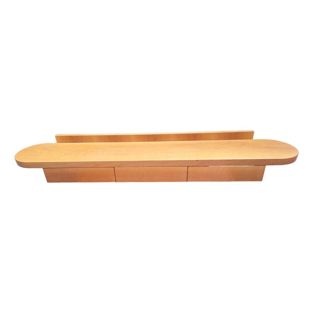 Wall-Mounted Console Shelf in National Walnut with Drawers Under the Top, 1980s For Sale