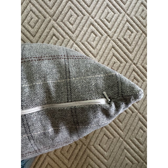 Wesley Hall Furniture 21"x21" Wool Plaid Throw Pillows, Down Fill Inserts For Sale - Image 4 of 4