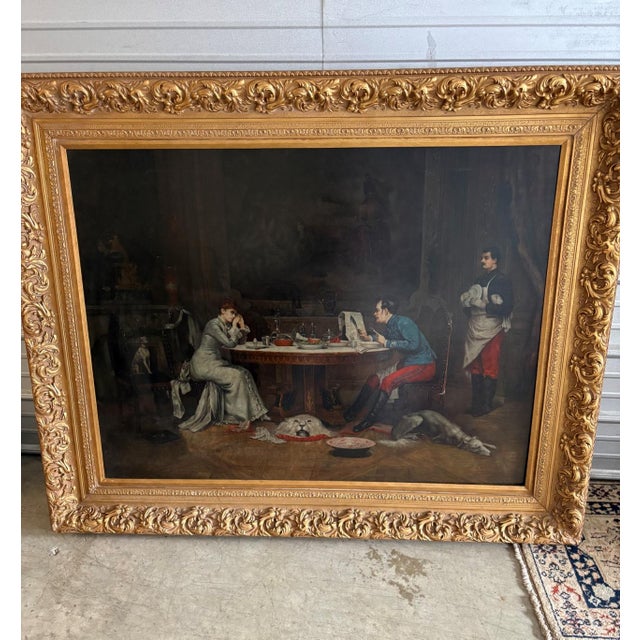 Linen Signed Lawson Oil Painting in Gilt Wood Frame For Sale - Image 8 of 8