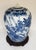 Vintage Chinese Blue & White Porcelain Ginger Jar With Birds & Bamboo, Wood Stand For Sale - Image 4 of 10