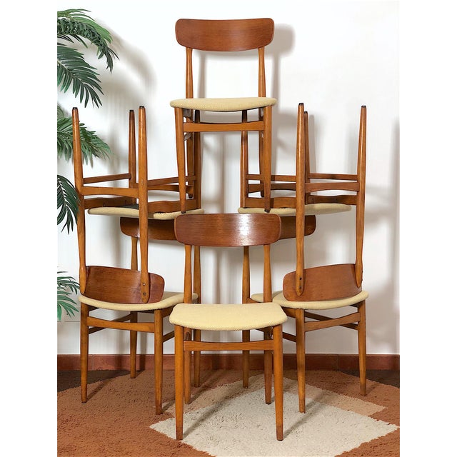 Wood Mid-Century Modern Chairs, Italy, 1960s, Set of 6 For Sale - Image 7 of 17