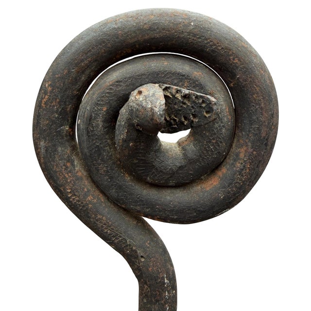 Pair of Hand-Wrought Iron Serpent Andirons, Early 20th Century For Sale - Image 12 of 15