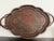 Red Antique Indo Persian Brass Tray With Red Lacquer Inlay, Hand Etched Jaipur Brassware, Vintage Scalloped Handled Serving Tray For Sale - Image 8 of 9