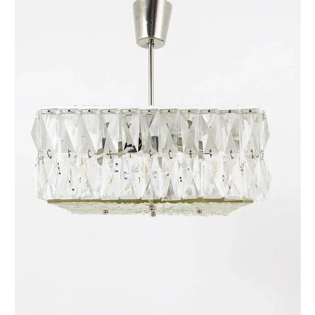 Modernist Square Ceiling Light with Faceted Crystals from Bakalowits & Söhne, Austria, 1960s For Sale - Image 4 of 11