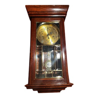 Vintage Ansonia “Gold Medallion” Model 830 Triple Chime Wall Clock For Sale