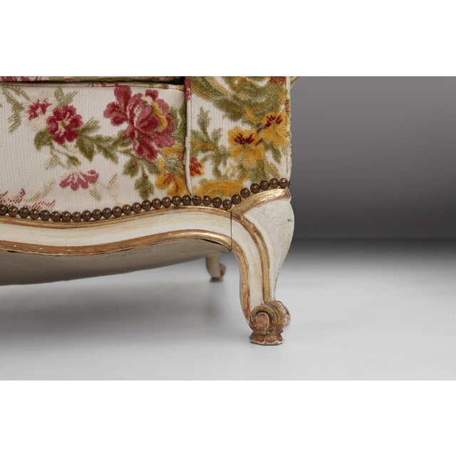 Wood Sculptural Lounge Armchair with Floral Upholstery, France, 1950s For Sale - Image 7 of 12