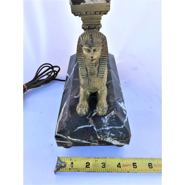 Metal Art Deco Lamp - Original Shade and Original Marble Base For Sale - Image 7 of 9
