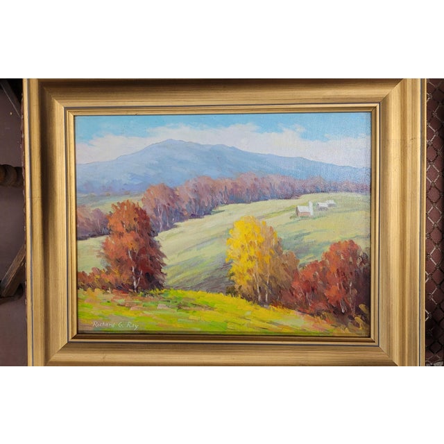 1980s Pair Vintage Oil Painting in Gold Leaf Frames For Sale - Image 9 of 10