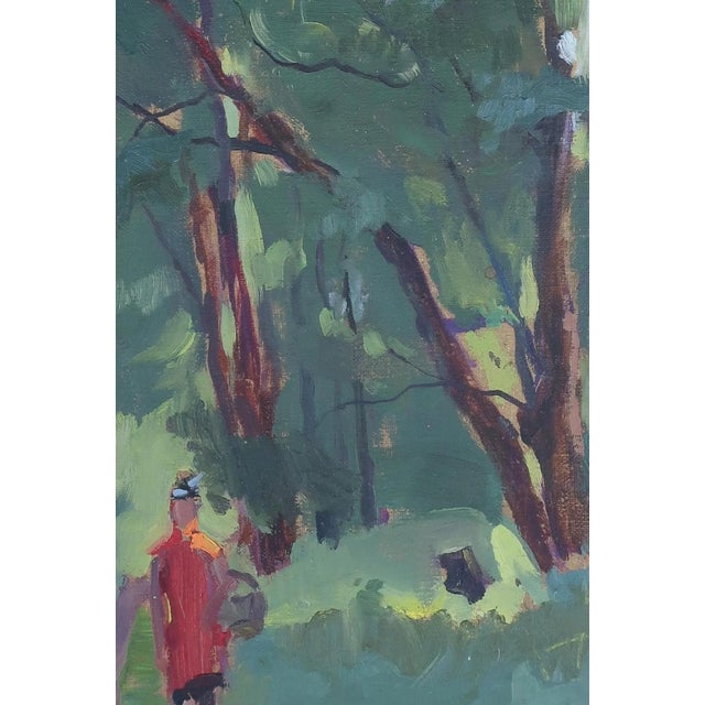 Impressionist Forest Oil Painting, Antique Soviet Art, 1970s 46-31 For Sale - Image 4 of 6