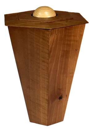 American Arts & Crafts Hand Made Cherry & Maple Wood Lidded Jar