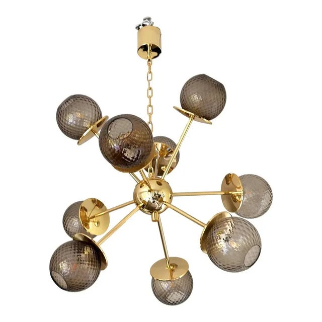 Italian Gold Chandelier in Murano Glass by Simoeng For Sale - Image 10 of 10