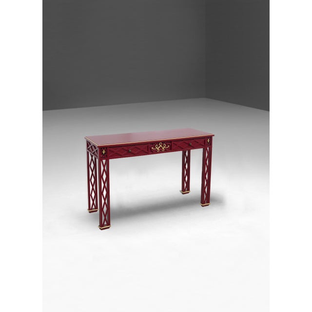 Art Deco Italian Lacquered Red Console with Gold Inserts, 1940 For Sale - Image 10 of 11