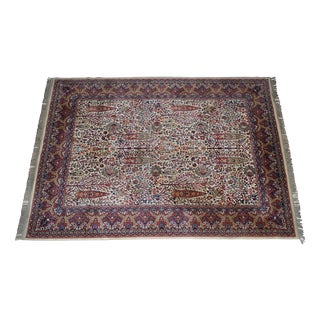 Large Vintage French Floral Leaf Rug For Sale