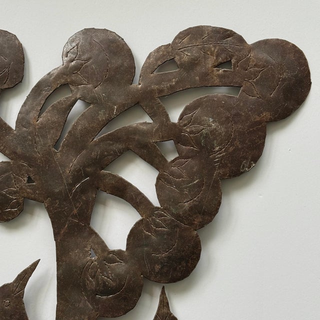 Almann Ulysses (Haitian, B. 1945) - Vintage Folk Art Two Birds and Tree Oil Drum Sculpture (c.1970) For Sale - Image 4 of 6