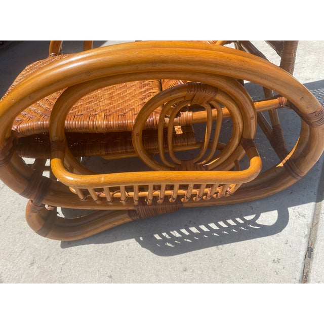 Vintage Rattan Reclining Chaise Lounge With Adjustable Footrest For Sale - Image 10 of 12