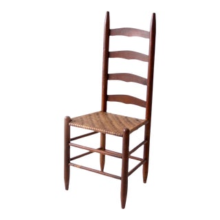 Vintage Woven Seat Ladder Back Chair For Sale