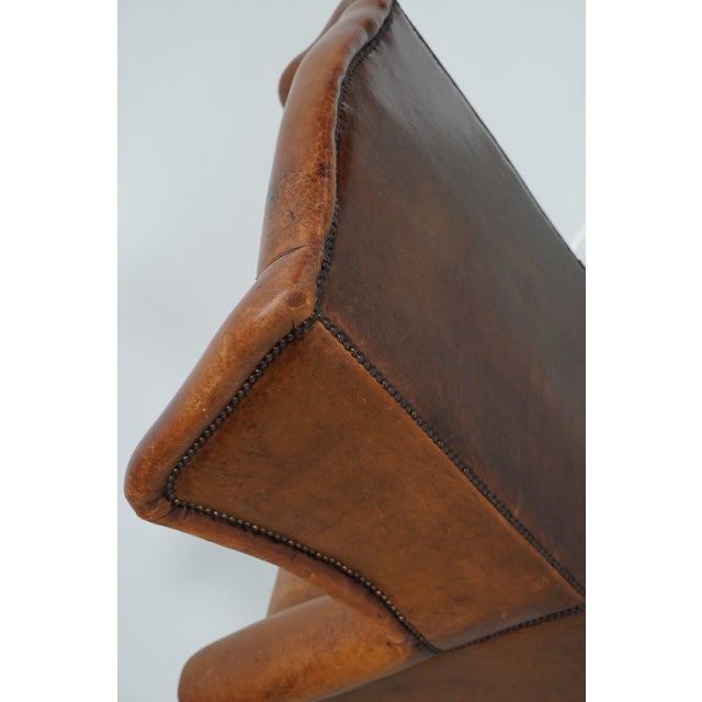 Vintage Dutch Cognac Colored Leather Club Chair For Sale - Image 17 of 18