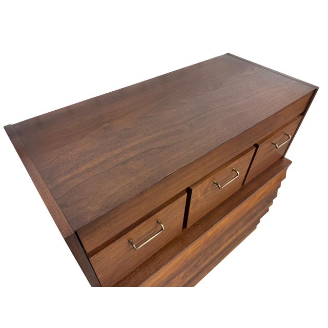 American of Martinsville Mid-Century Modern American of Martinsville Dania Walnut High Chest For Sale - Image 4 of 8
