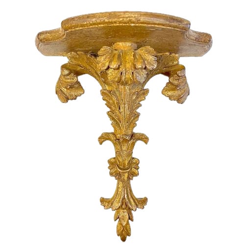 Early 20th Century Pair Vintage Gilt Acanthus Leaf Wall Shelves For Sale - Image 5 of 8