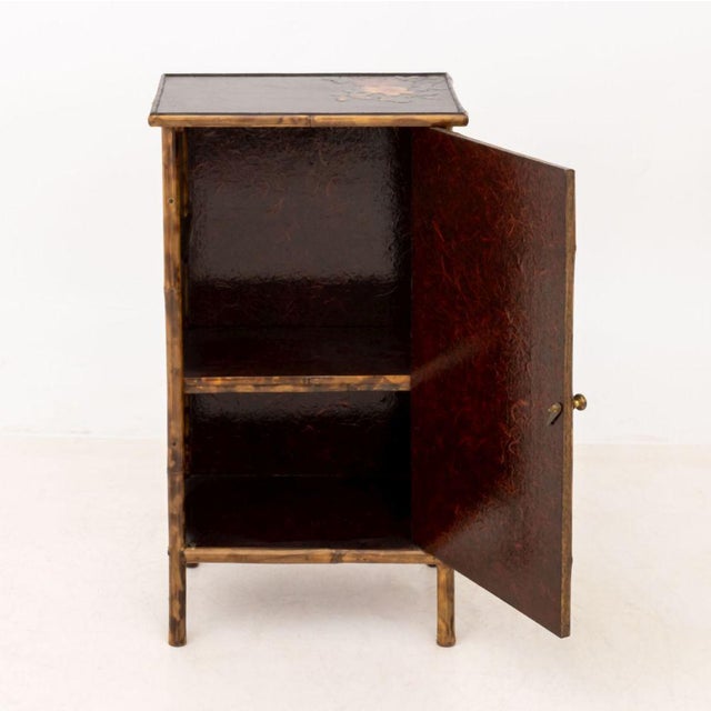 Chinese Chinese Bamboo and Painted Lacquer Panel Cabinet For Sale - Image 3 of 8