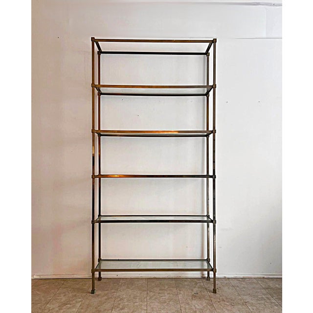Vintage Italian Bookcase in Satin Metal and Glass, 1970s For Sale - Image 11 of 12