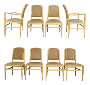 Late 20th Century Jack Lenor Larsen Mid-Century Modern Maple and Leather Dining Chairs - Set of 8