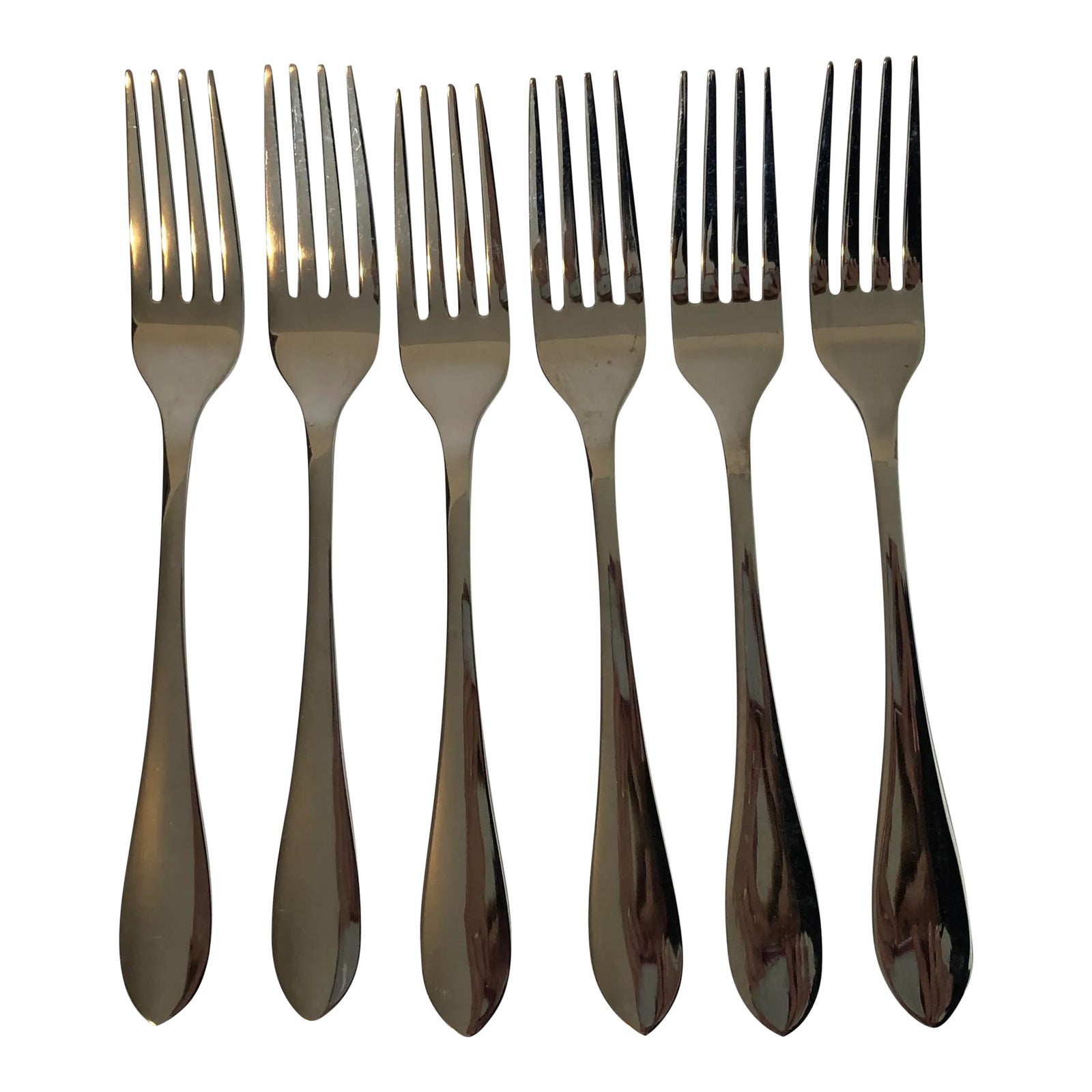 Modern Inox Stainless Set of 6 Dinner Forks | Chairish
