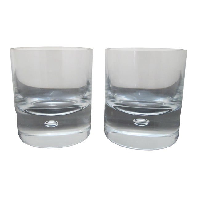Kosta Boda Clear Pippi Suspended Bubble Cocktail Tumbler Rocks Glass Set of 2 For Sale