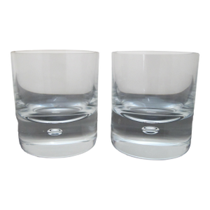 Kosta Boda Clear Pippi Suspended Bubble Cocktail Tumbler Rocks Glass Set of 2