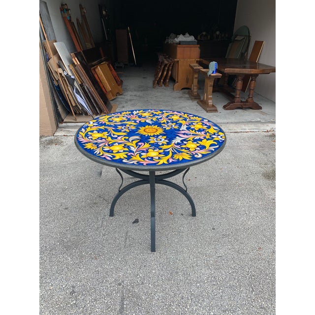 Iron Base Volcanic Stone Top Bistro Table or Dining Table. Chairish