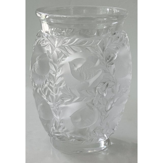 Exquisite LALIQUE BAGATELLE VASE. Originally designed by Rene Lalique in 1939, it features a frosted crystal finish with...