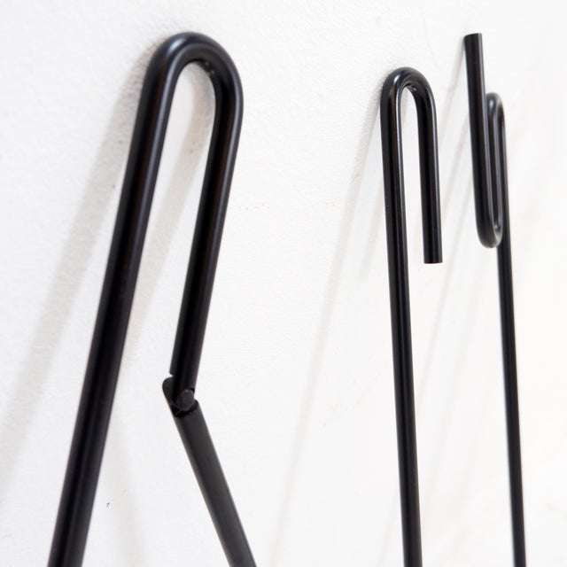 Minimalist Black Metal Fire Set Mace-Line attributed to Ann Maes, 1970s, Set of 5 For Sale - Image 11 of 13